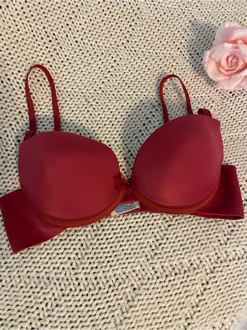Mujer Latina Red Push Up Bra M Smooth Plunge Underwire Padded Made in Mexico